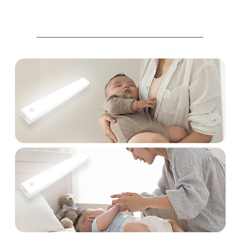 Led Intelligent Human Body Induction Wireless Magnetic Suction Long Strip Small Night Light Rechargeable Type