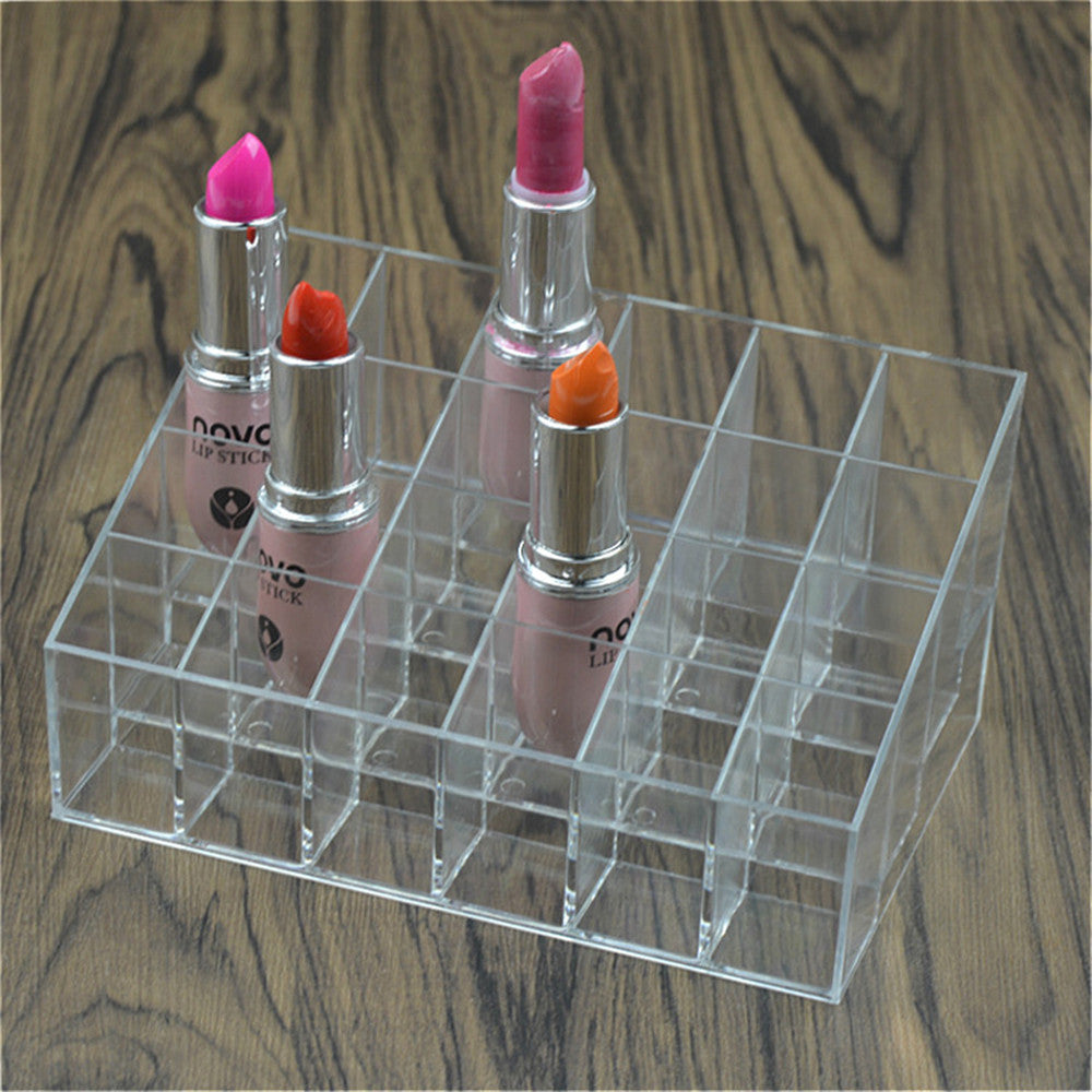 24 compartments transparent plastic lipstick holder