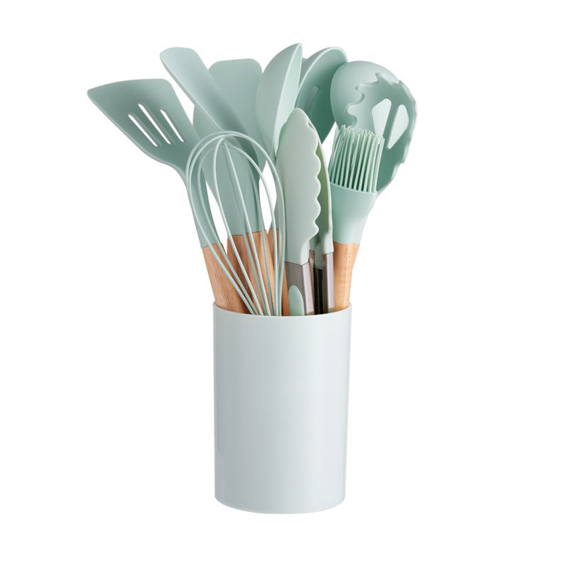 12-piece Silicone Kitchenware With Wooden Handle