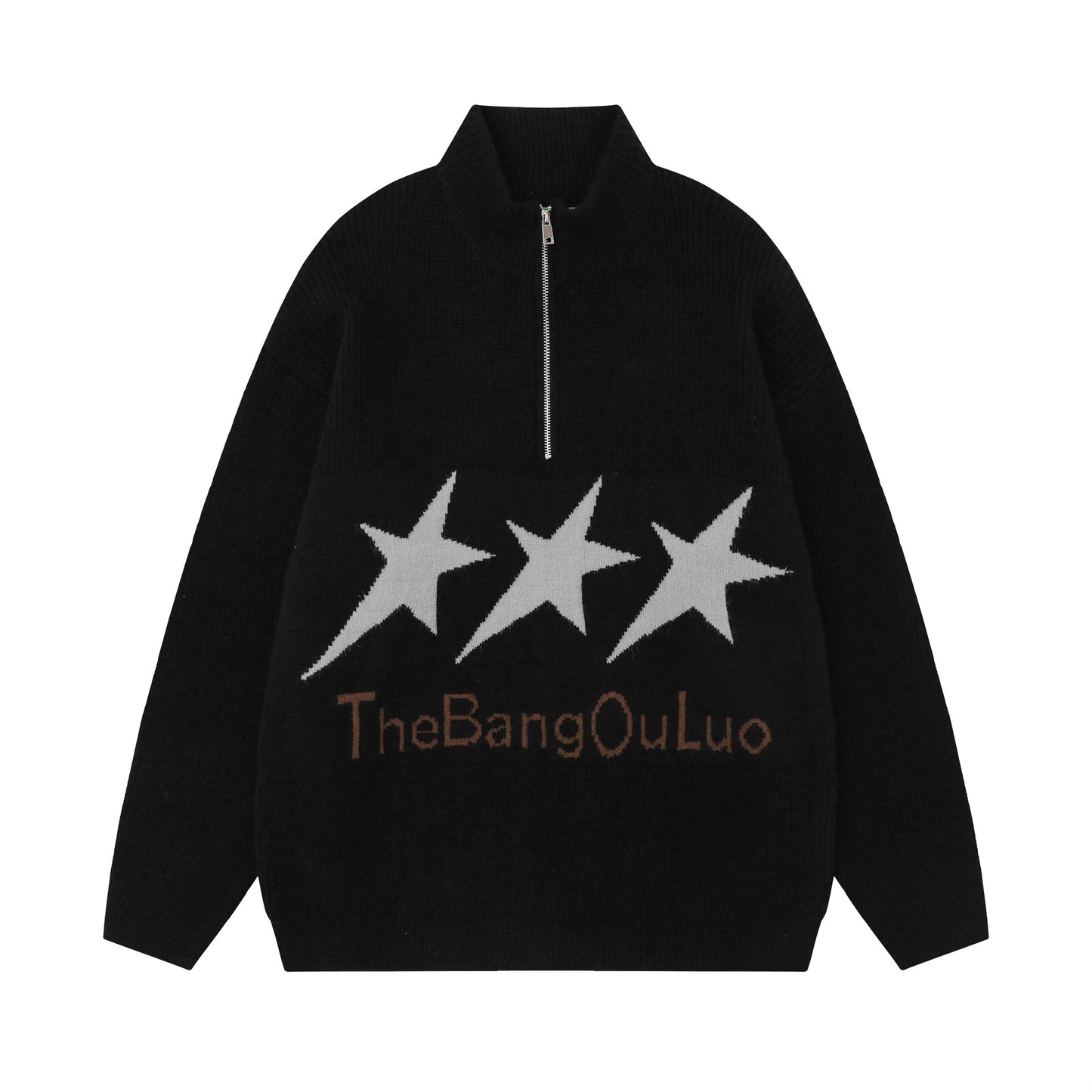 Men's Vintage XINGX Embroidered Stand Collar Sweater