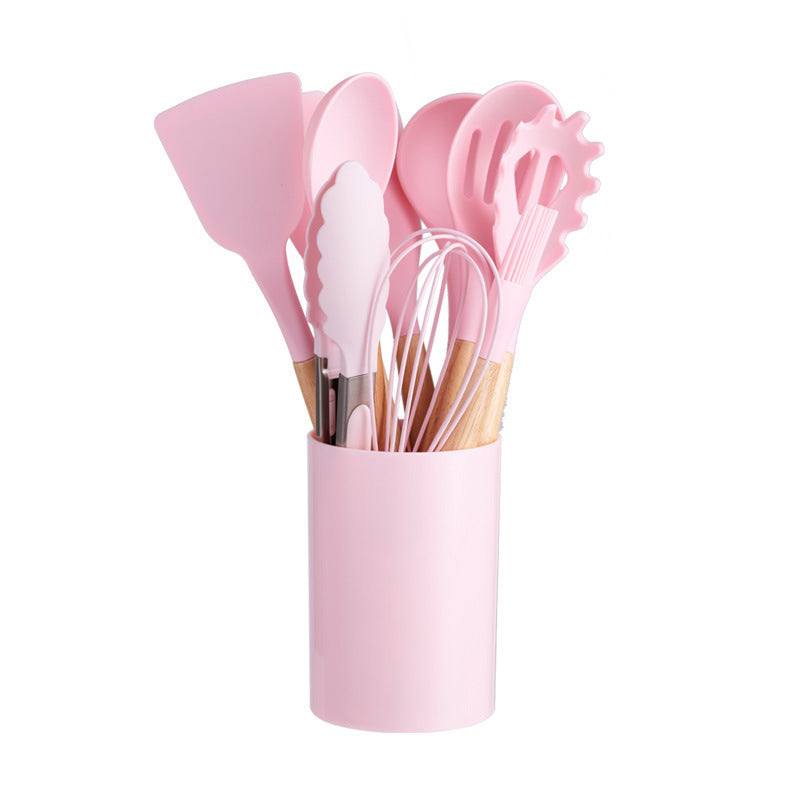 12-piece Silicone Kitchenware With Wooden Handle