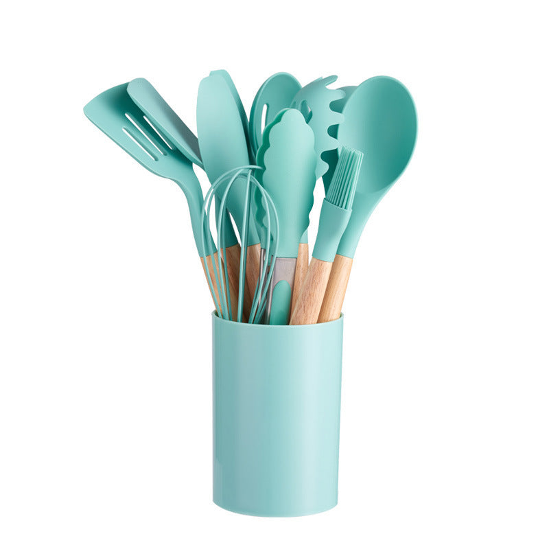 12-piece Silicone Kitchenware With Wooden Handle