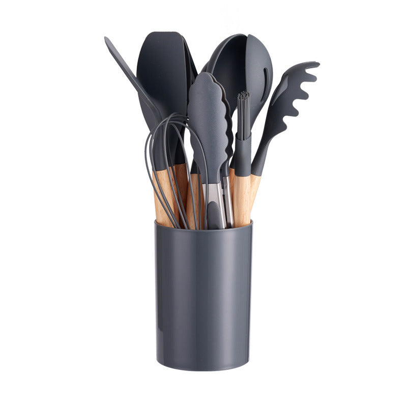12-piece Silicone Kitchenware With Wooden Handle