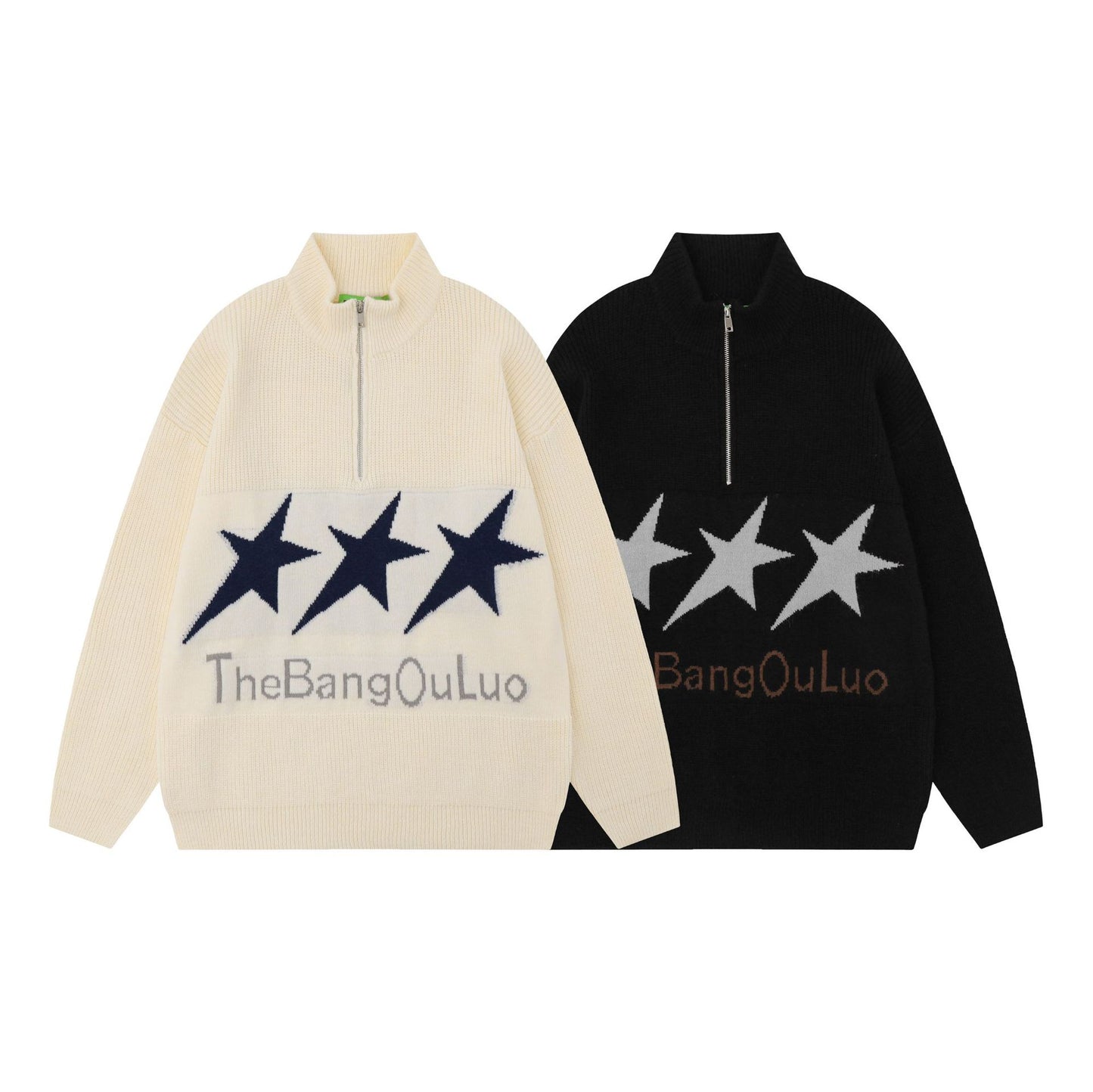 Men's Vintage XINGX Embroidered Stand Collar Sweater