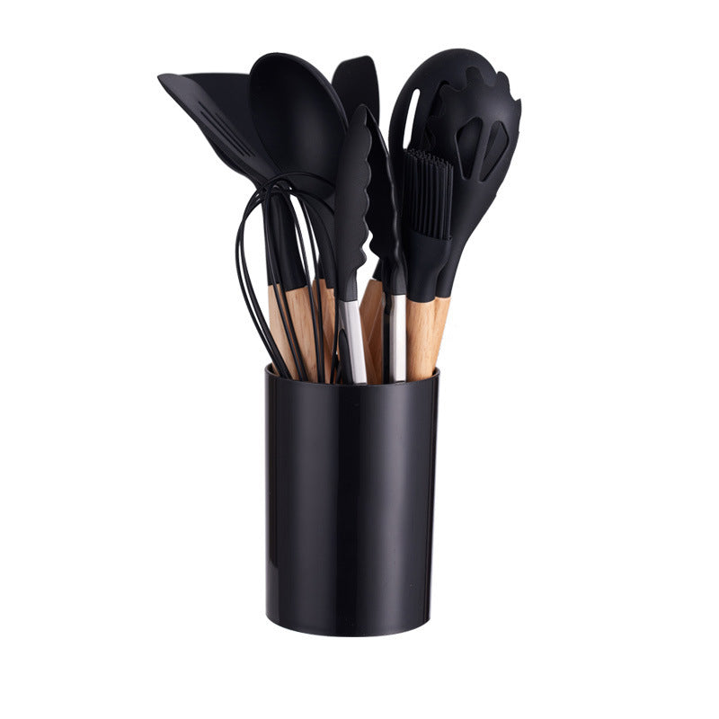 12-piece Silicone Kitchenware With Wooden Handle