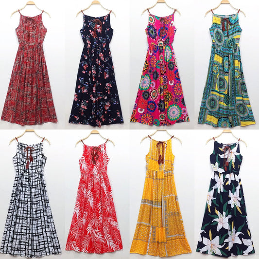 Ethnic Style Dress Women's Cotton Silk Belt Beach Dress With Suspenders