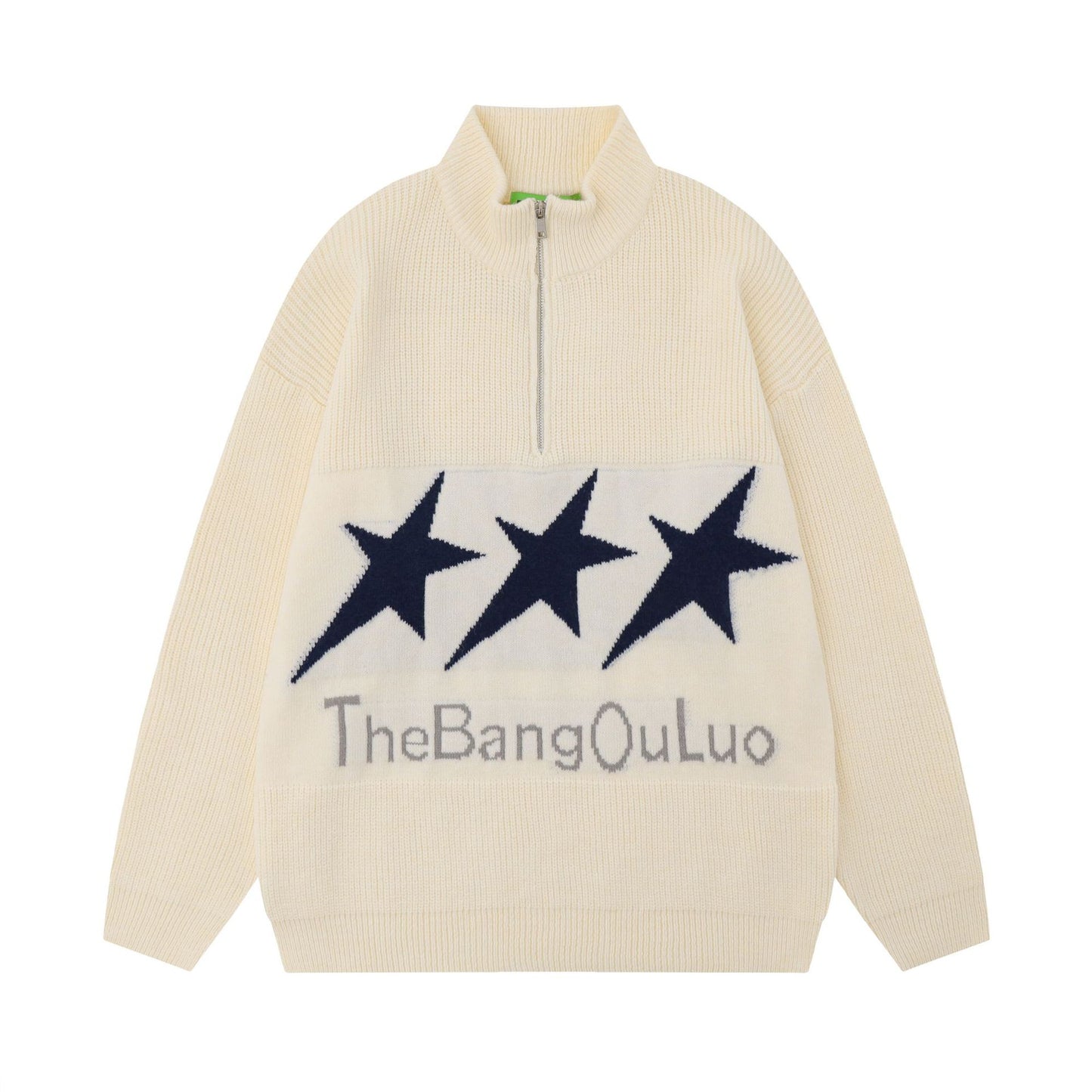 Men's Vintage XINGX Embroidered Stand Collar Sweater