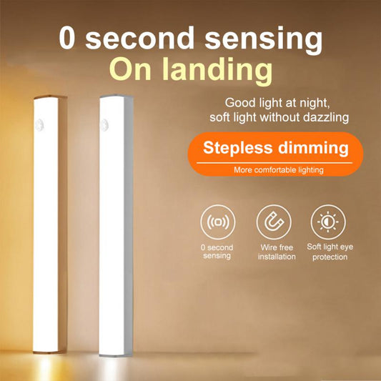 Led Intelligent Human Body Induction Wireless Magnetic Suction Long Strip Small Night Light Rechargeable Type